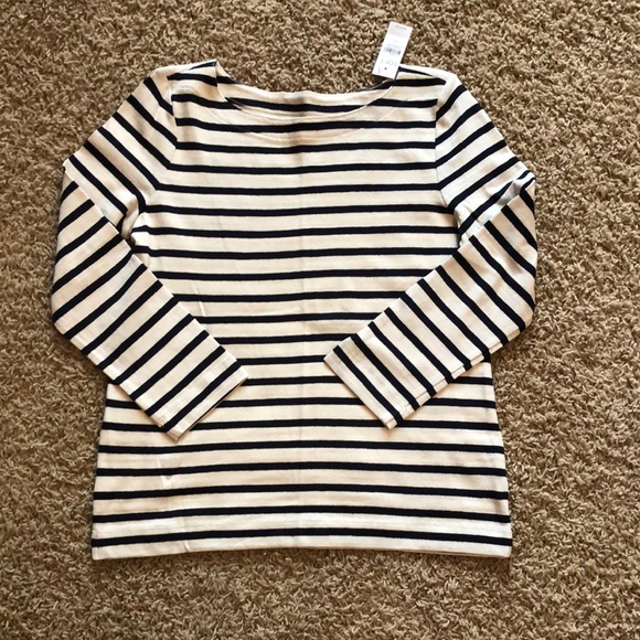 NWT Loft Navy Striped Top - Picture 1 of 4